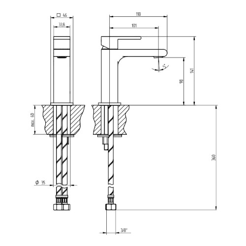 Miscelatore per lavabo monoforo senza scarico Jq cromo - Bellosta