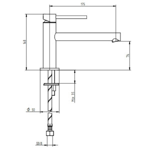 Miscelatore per lavabo monoforo con bocca prolungata senza scarico Min 2