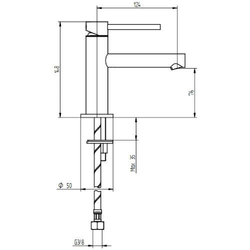 Miscelatore per lavabo monoforo senza scarico Mini-B cromo - Bellosta