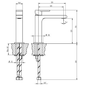 Miscelatore per lavabo medium con bocca prolungata senza scarico Jeans 2
