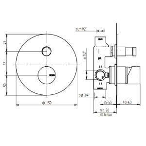 Miscelatore per doccia ad incasso con deviatore 2 uscite M-Uno cromo - 2