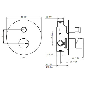 Miscelatore per vasca/doccia ad incasso con deviatore 2 uscite M-Due c 2
