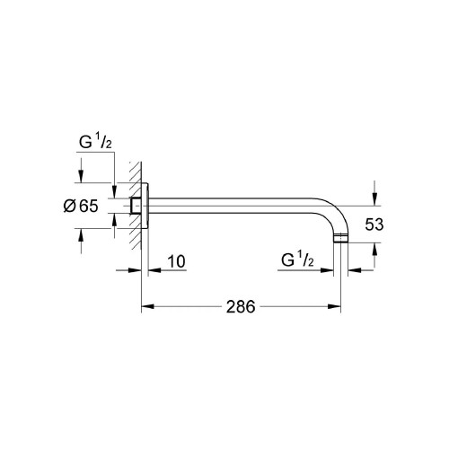 Braccio a parete per soffione doccia Rainshower® 286 mm cromo - Grohe