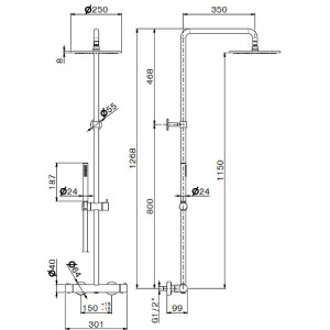 Colonna doccia corpo freddo Haka con miscelatore termostatico Silky Go 2