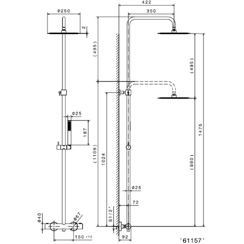 Colonna doccia Nio cromo con miscelatore termostatico, soffione e docc