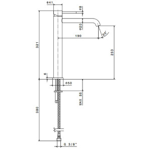 Miscelatore monocomando lavabo alto senza scarico X-Steel 316 inox New 2