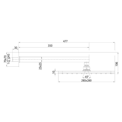 Soffione doccia a parete 28x28 cm con braccio L 35 cm Cosmo cromo - Bo