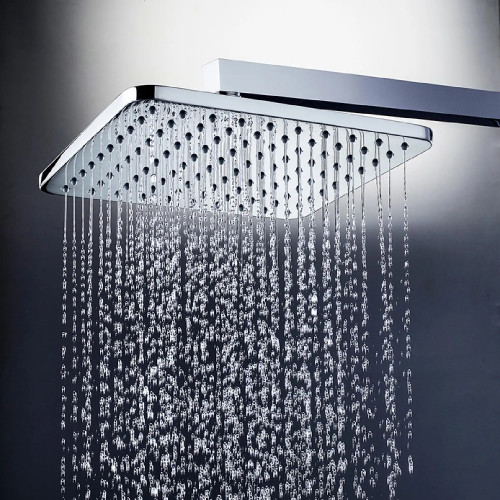 Soffione doccia a parete 28x28 cm con braccio L 35 cm Cosmo cromo - Bo