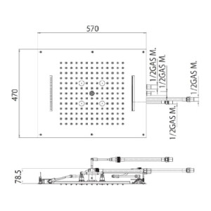 Soffione doccia controsoffitto 57x47 cm Dream Multifunction cromo - Bo 2