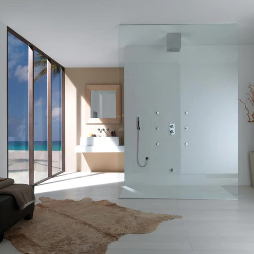 Soffione doccia a soffitto 20x20 cm Cube-Inox cromo - Bossini