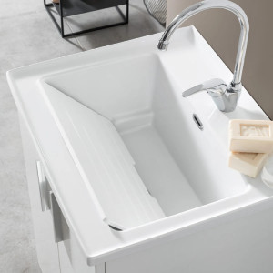 Mobile con lavatoio in ceramica Lido 76x51 melaminico bianco - Geromin 2