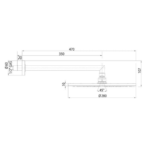 Soffione doccia Ø28 cm con braccio da 35 cm Cosmo cromo - Bossini
