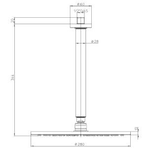 Soffione doccia Ø28 cm con braccio da 30 cm Cosmo cromo - Bossini 2