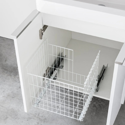 Mobile due ante con lavatoio Round mineraltek 50x60 cm bianco lucido -