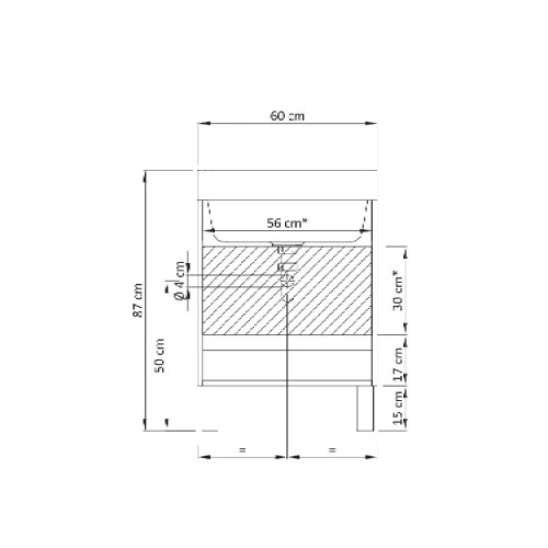 Mobile due ante con lavatoio Round mineraltek 50x60 cm bianco lucido -