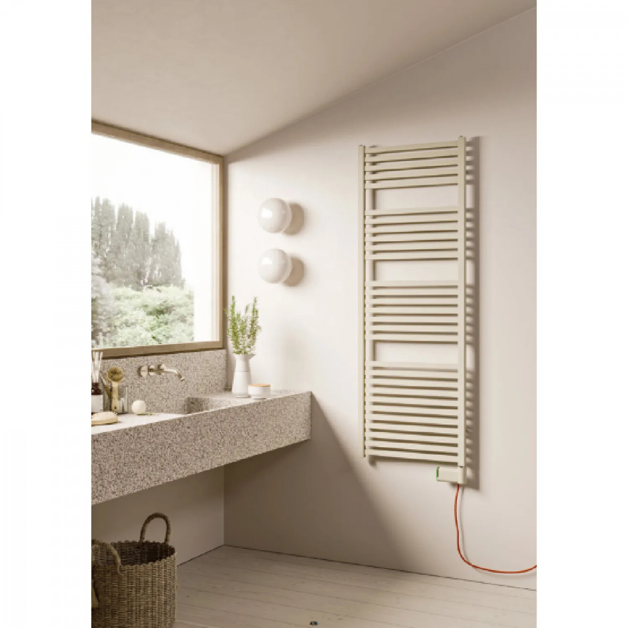 Scaldasalviette verticale elettrico Quadrè h1216x530 mm avorio - Irsap