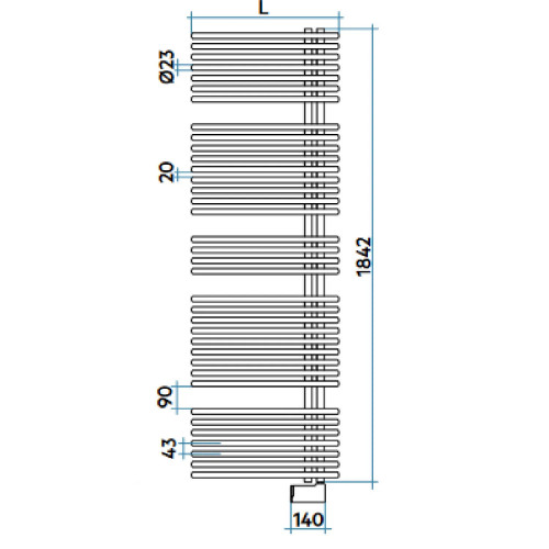 Scaldasalviette verticale elettrico Funky_S h1842x600 mm bianco - Irsa