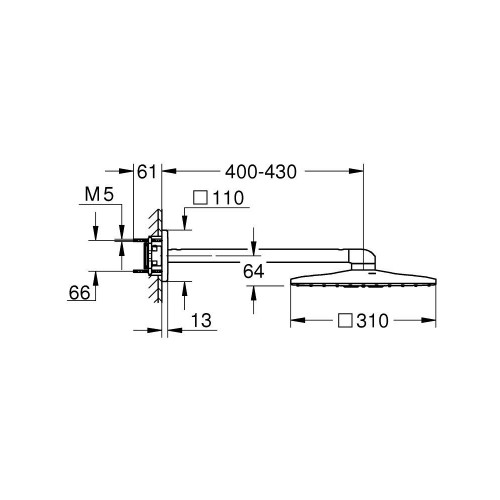 Soffione doccia a parete Rainshower Smartactive 310 Cube cromo 2 getti