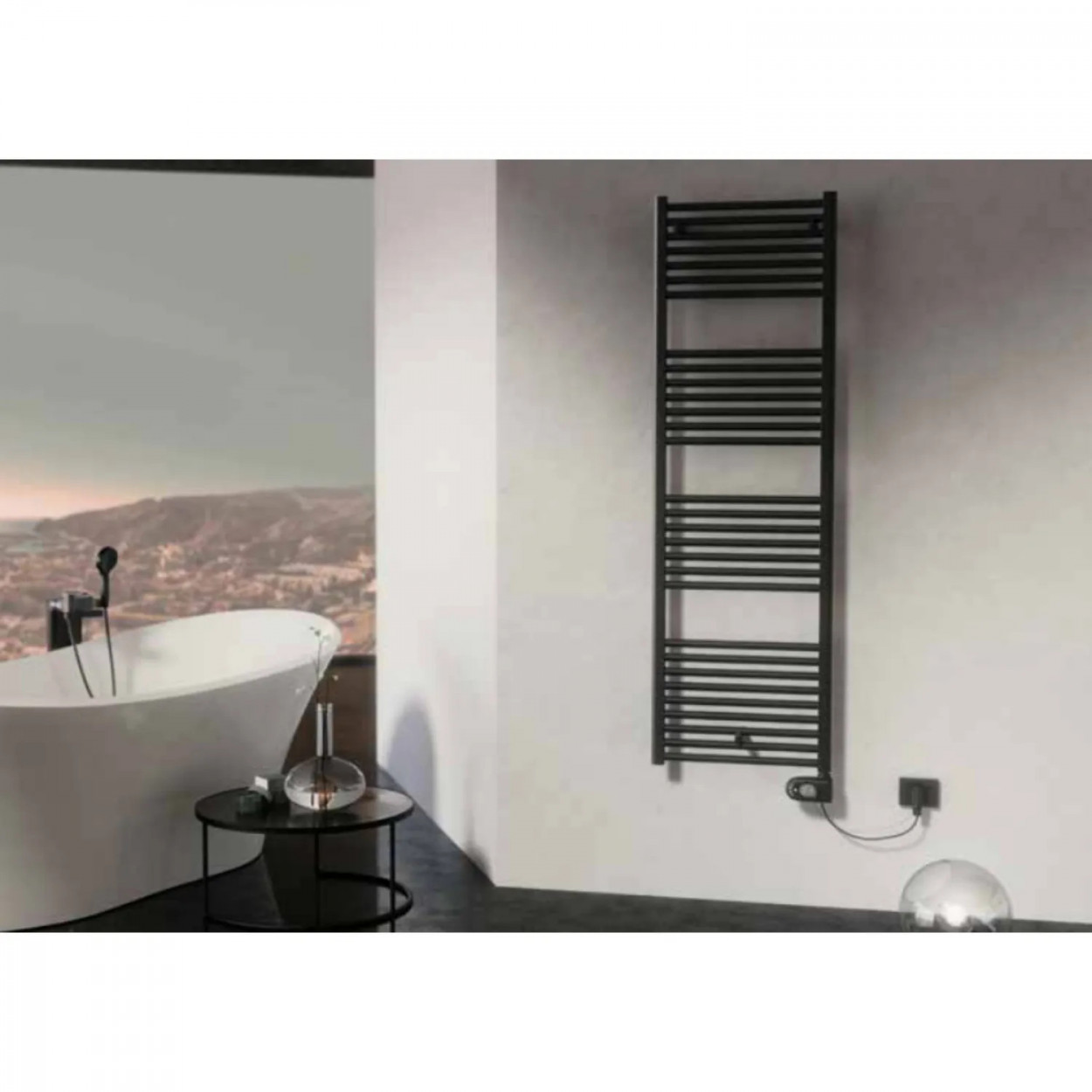 Scaldasalviette verticale elettrico Lisa 22 h1385x400 mm nero opaco -