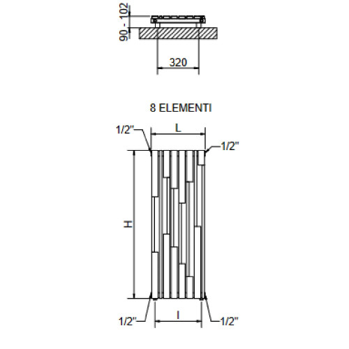 Radiatore verticale Stradivari h1150x420 mm inox satinato - Cordivari
