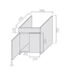 Mobile Venere a terra a due ante 59x49 cm bianco lucido - Galassia 2