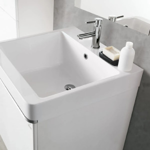 Mobile sospeso con cassettone su guide e lavatoio 60x60 cm mineraltek 2