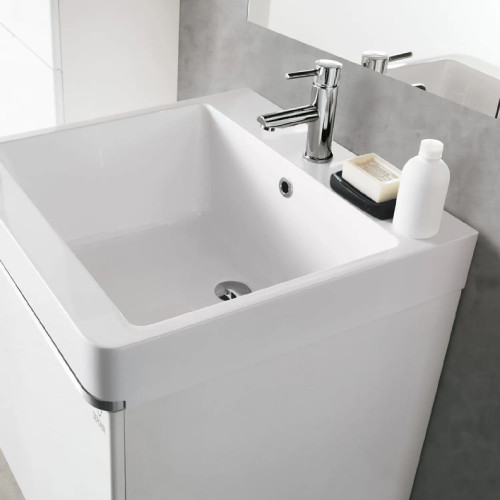 Mobile sospeso con cassettone su guide e lavatoio 60x60 cm mineraltek