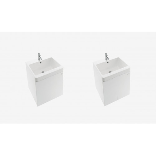 Mobile sospeso con cassettone su guide e lavatoio 60x60 cm mineraltek