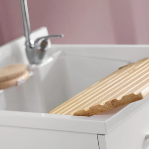Mobile con lavatoio e asse in legno Prima 78x60 cm melaminico bianco o 2