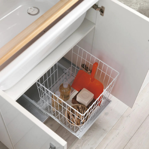 Mobile a terra con lavatoio e asse in legno Smart 75x50 cm melaminico