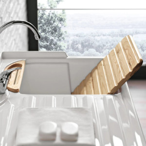 Mobile con lavatoio e vano lavatrice sx Smart 110x60 cm melaminico bia 2