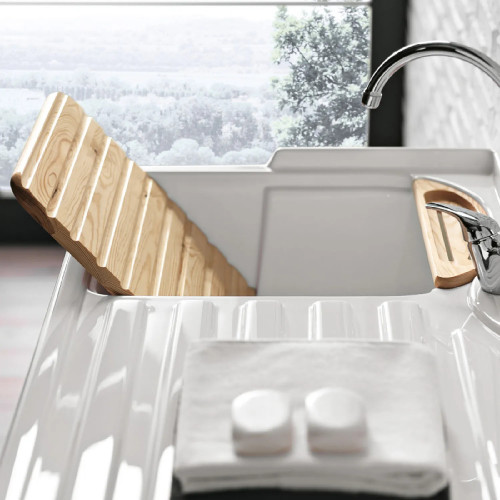 Mobile con lavatoio e vano lavatrice dx Smart 110x60 cm melaminico bia