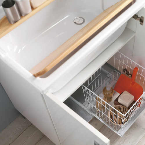 Mobile con lavatoio e asse in legno Smart 78x60 cm melaminico bianco -