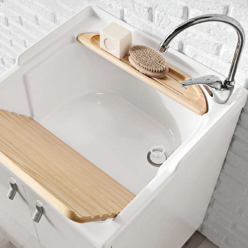 Mobile con lavatoio e asse in legno Smart 60x60 cm melaminico bianco -