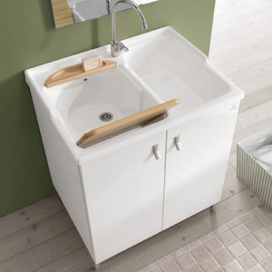 Mobile con lavatoio due vasche Smart 78x60 cm senza cesto melaminico b 2