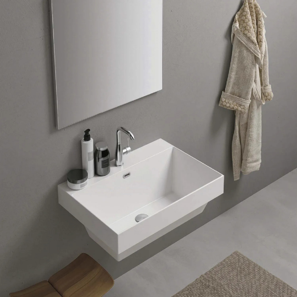 Lavabo per mobile lavanderia Doge60 61x51 cm ceramica bianca - Geromin