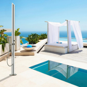 Colonna doccia da esterno con supporto Aquabambù acciaio inox - Bossin 2
