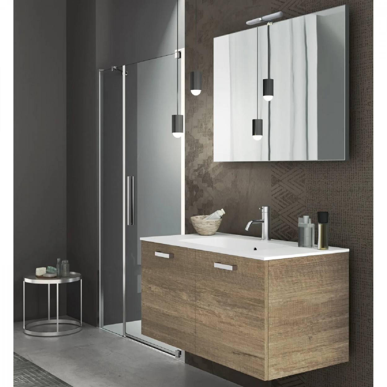 Mobile bagno sospeso Qubo2 60x50x50h cm due cassetti sherwood miele -