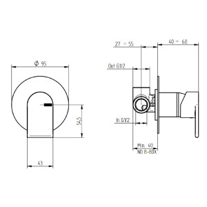Parte esterna miscelatore per doccia ad incasso Jeans cromo - Bellosta 2