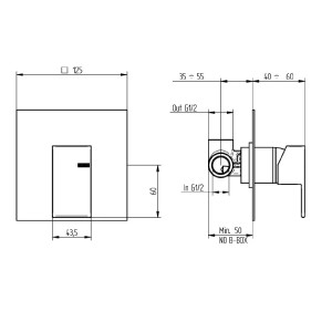 Miscelatore per doccia ad incasso Jq cromo - Bellosta 2