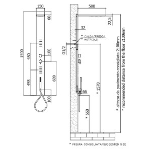 Colonna doccia ad incasso con miscelatore termostatico Star acciaio in 2