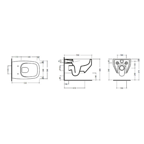 Vaso wc sospeso Fio 55x36 cm bianco lucido - Hafro
