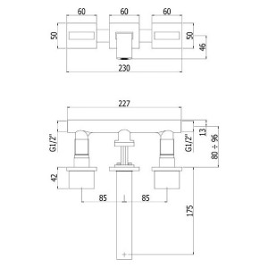 Rubinetto per lavabo con incasso a parete 3 fori Level cromo - Paffoni 2