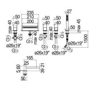 Miscelatore bordo vasca 5 fori Ray cromo Paffoni - Meglioalge 2