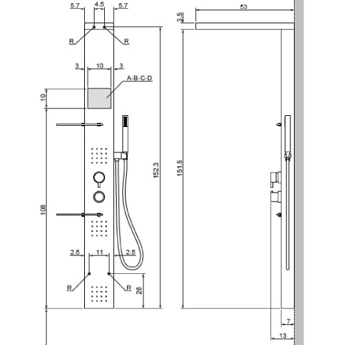 Colonna doccia attrezzata Bridge Plus acciaio inox - Hafro