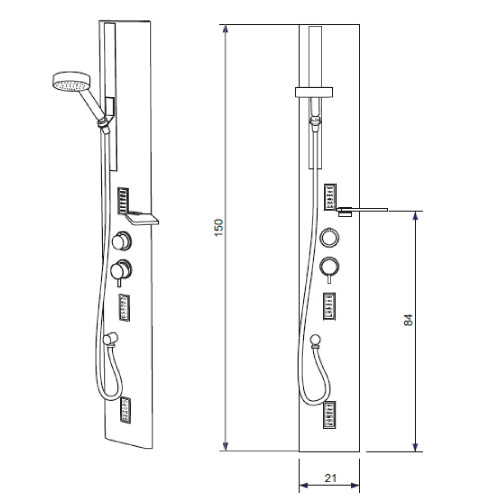 Colonna doccia Quarantacinque h150 cm alluminio brillantinato – Hafro