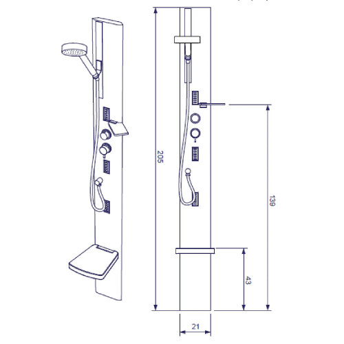 Colonna doccia Quarantacinque S h205 cm alluminio brillantinato – Hafr