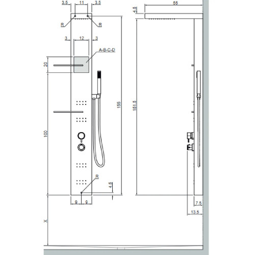 Colonna doccia attrezzata Light Plus grigio bromo - Hafro
