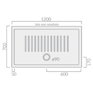 Piatto doccia 70x120x6 cm Flat bianco lucido Galassia | Design moderno 2