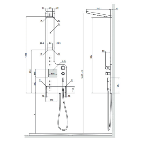 Colonna doccia Plane h143 cm bianco – Hafro